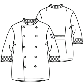 Patron ropa, Fashion sewing pattern, molde confeccion, patronesymoldes.com Chaqueta cocinero 6004 UNIFORMES Chaquetas